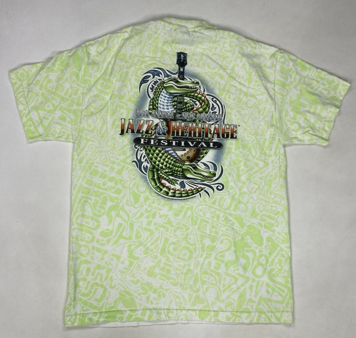 VINTAGE Jazz Festival New Orleans 2008 Graphic T-shirt Men Large All Over Print S