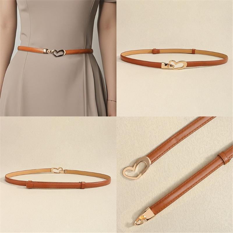 Adjustable PU Leather Waist Belt for Women Heart Shaped Clasp Waist Girdle Lightweight Fashion Waist Accessory