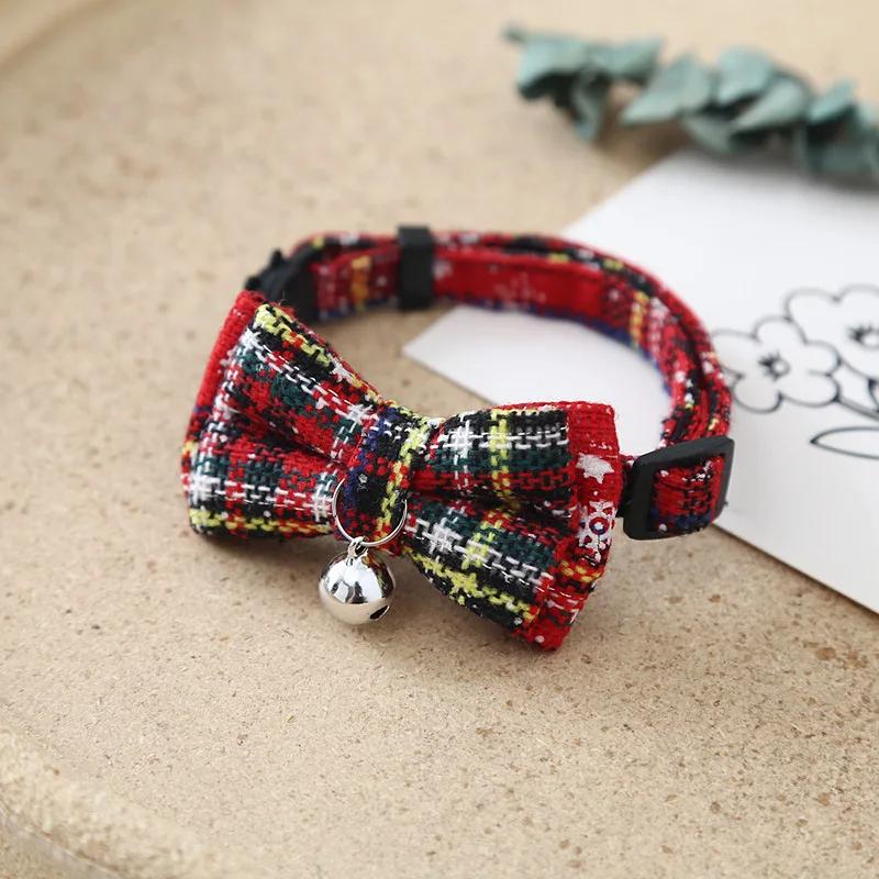 Adjustable Christmas Pet Collar with Bell and Bow for Small Dogs Cats Festive Party Costume Accessories 2026 New Year Gifts