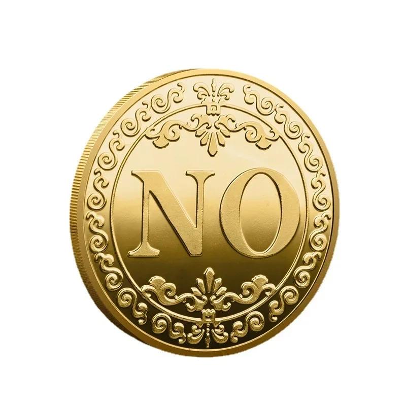 Yes or No Prediction Decision Coin Gothic Double Sided Relief Plating Commemorative Coins Creative Skull Divination Collectibles
