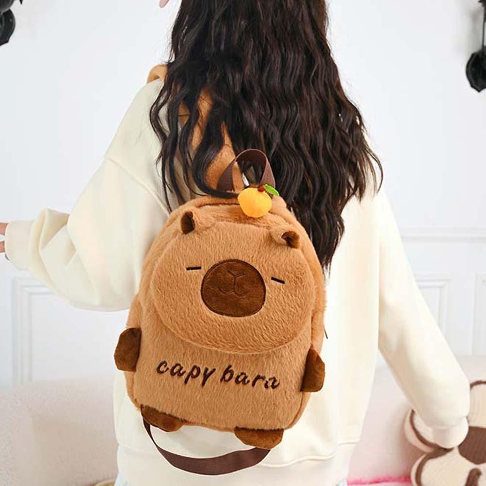 Thickened Capybara Plush Backpack PP Cotton Large Capacity School Bag Cartoon Animal Daypack  Daily