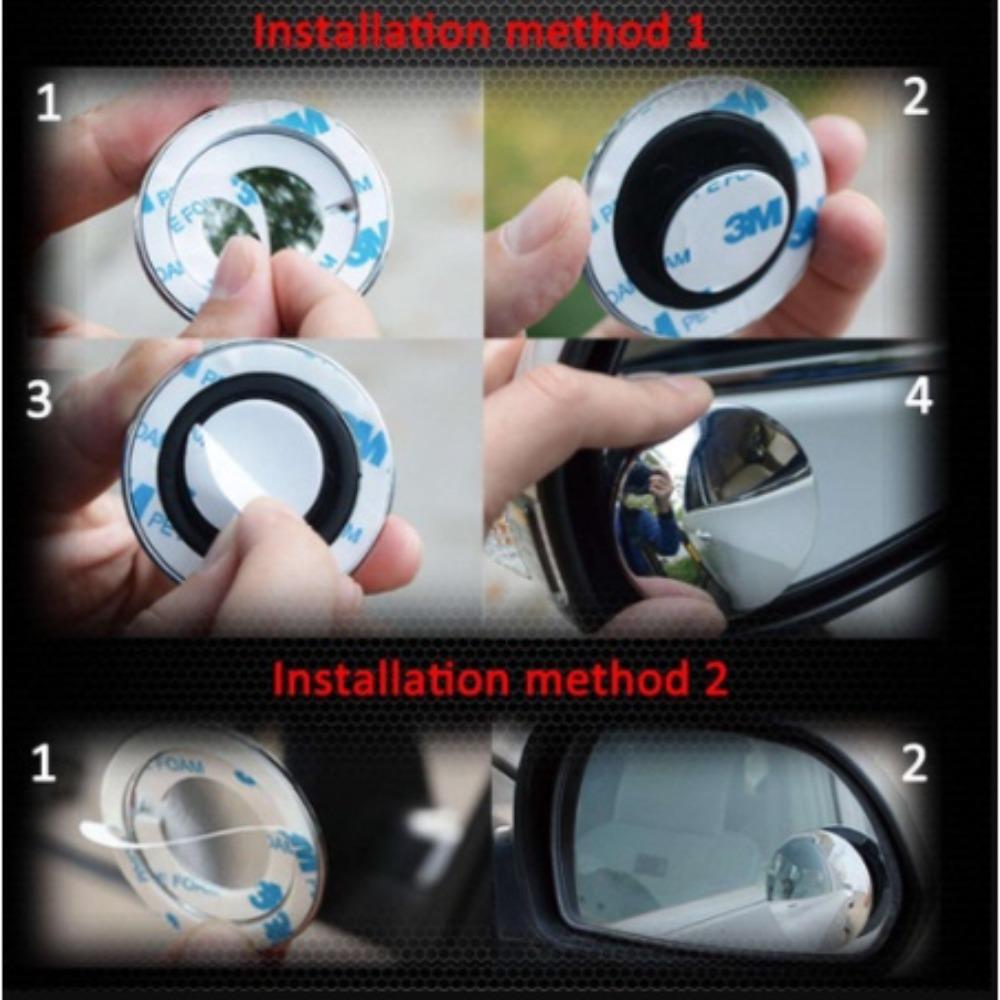 Espelho retrovisor de ponto cego de carro 360 graus, grande angular, ajustável, pequeno, redondo, espelho retrovisor auxiliar reverso, convexo