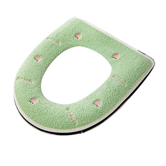 

Toilet Seat Cover Soft Stretchable Non-Slip Washable Pad Round Elongated Square Toilet Seat Mat Wrinkle Resistant Toilet Seat Protector зелёный