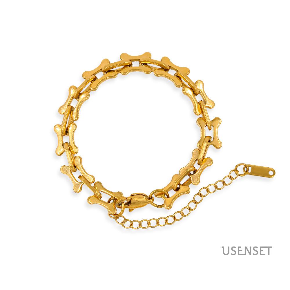 Retro Geometric O-Shape Stainless Steel Chain Bracelet & Necklace