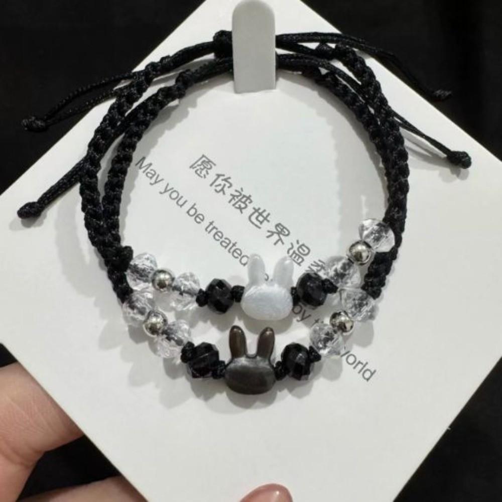Cute Couple Bracelet Minimalist Design Cat Bracelet Fashion Rabbit Woven Bracelet  Couple Wear
