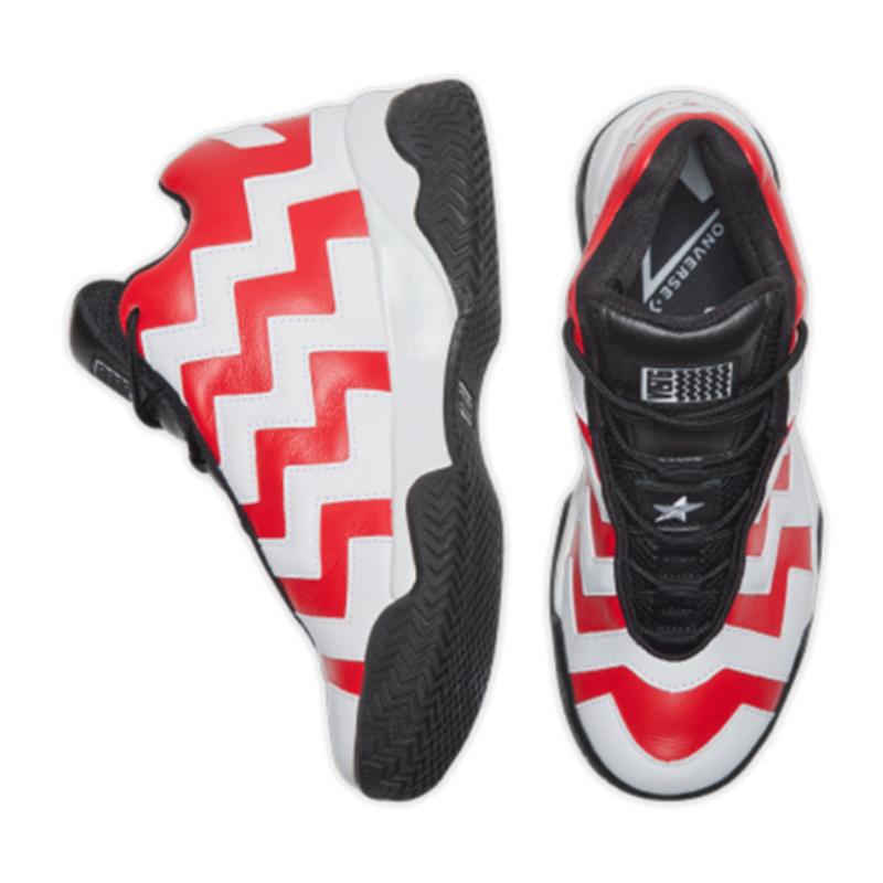 Converse Basketball Stripe Colour-Blocking Casual Comfortable Non-Slip Mid Top Vintage Basketball Shoes Women's White Red