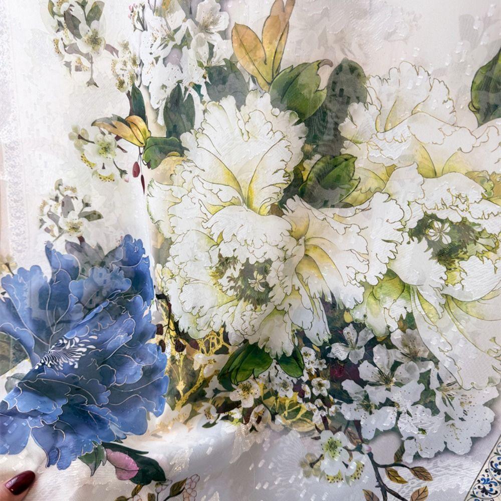 Fashion 180*70cm Women Silk Scarf Peony Flower Soft Silk Scarves Luxury Breathable Women Head Scarf Summer