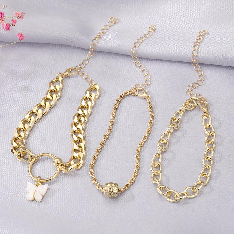 Náramek s přívěskem motýlek Prstencová spona Studentský náramek Elegantní žena Retro Temperament Náramek Set