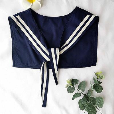 Shop - Marineblauer Schal mit falschem Kragen im Matrosen-Schulterdesign im College-Stil, kleiner Schal, Außendekoration für Damen
