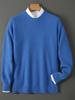 Men's 7-Needle Honeycomb-Stitch 100% Wool Round Neck Sweater