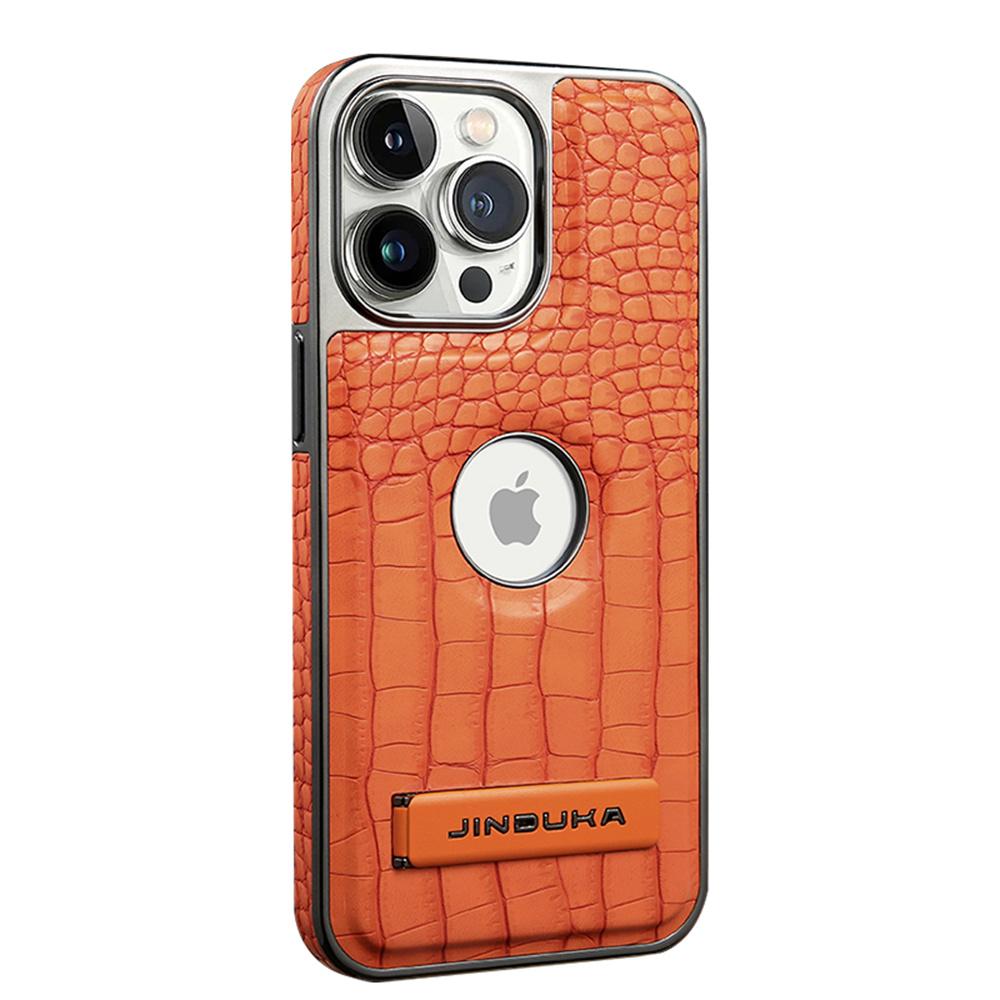 High Quality Leather Holder Electroplate Phone Case for IPhone 11 12 13 Pro Max 14 15 16 Plus Bracket Magnetic Protection Cover