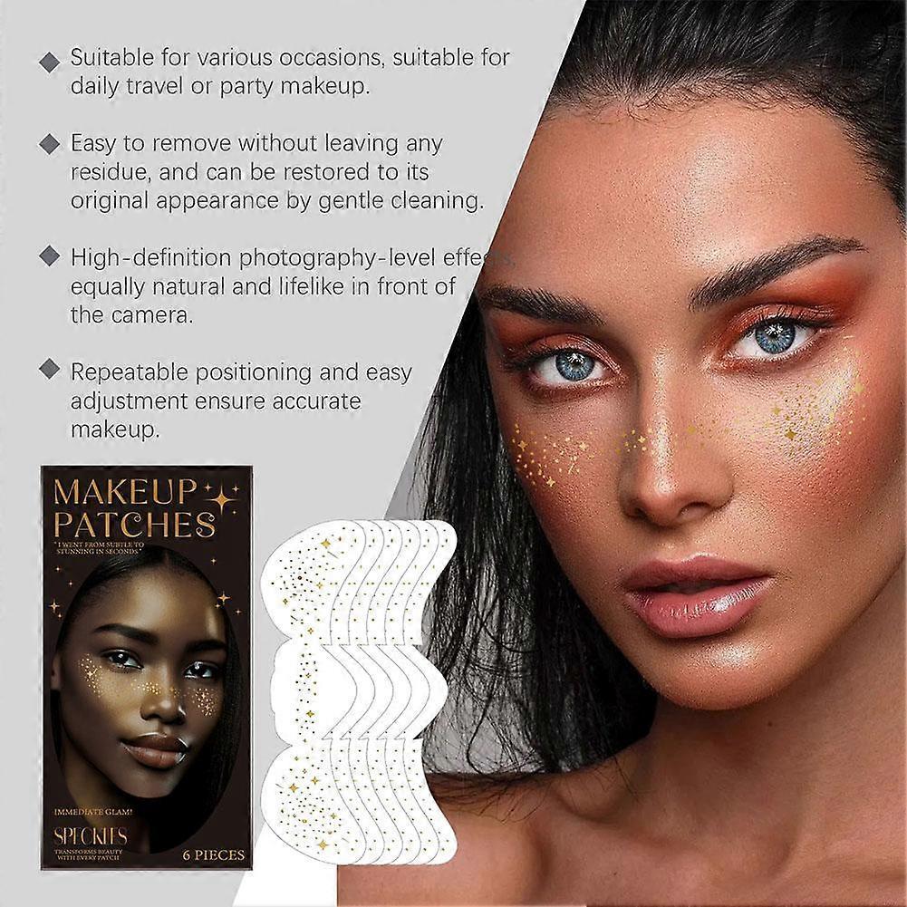 6 Pcs Sexy Fake Freckles Face Tattoo Makeup Stickers Decal Freckle Patch | Gold