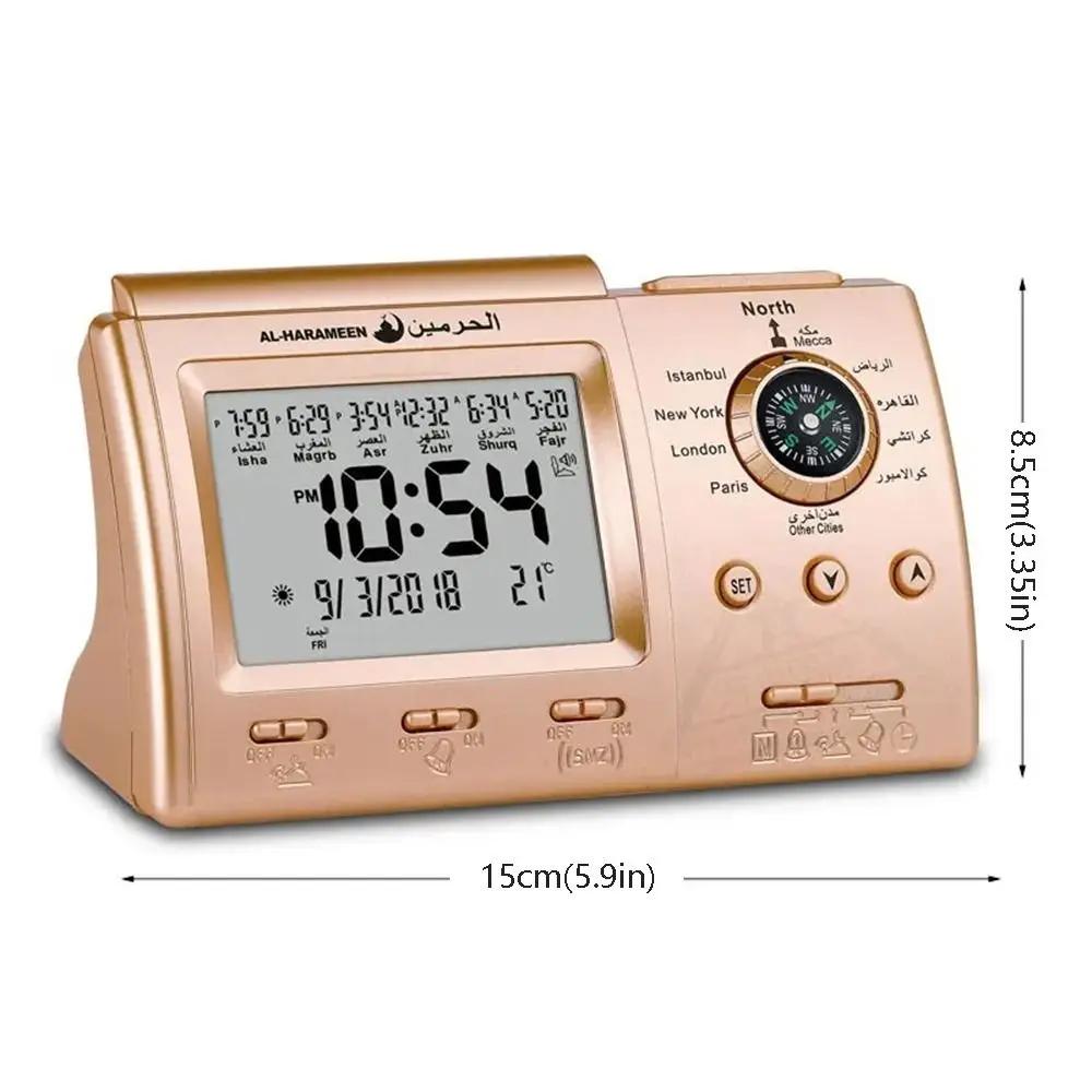 Multi-purpose Muslim Table Clock Easy Setting with Adhan Alarm Tabletop Muslim Clock Temp Display with Qiblah Direction