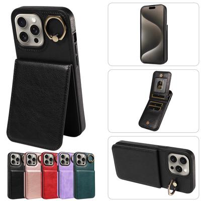 Handyhülle mit Ringhalterung, vertikaler Öffnung, Brieftaschen-Kartenfach und Kartenschlitz für iPhone XS, XR, XS Max, iPhone 7, 8, 7Plus, 8Plus, 11, 11Pro, 11Pro, iPhone 12, 13, 14, 15 ...