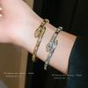 Zircon Snake Cross-open Bracelet, High-end and Exquisite Bracelet, Light Luxury and Trendy Bracelet