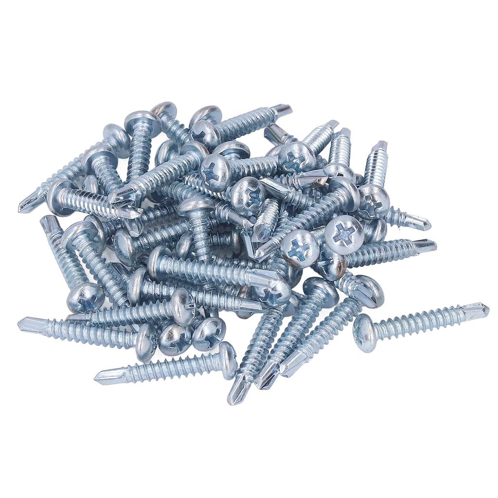 50 Pcs Round Head Self Drilling Screw 4.2x25mm Galvanized Steel Drill Screws for Furniture Repair