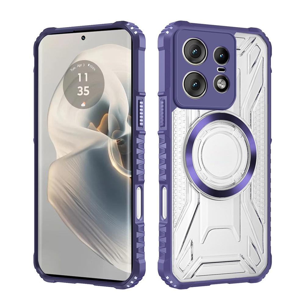 KEYSION Transparent Magnetic Case for Motorola Edge 50 Pro 5G Soft Silicone+PC Shockproof Phone Back Cover for for Edge 50 Pro