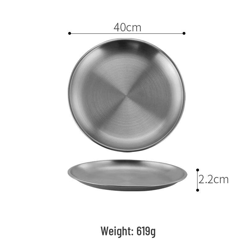 Korean Style Stainless Steel Round Serving Tray