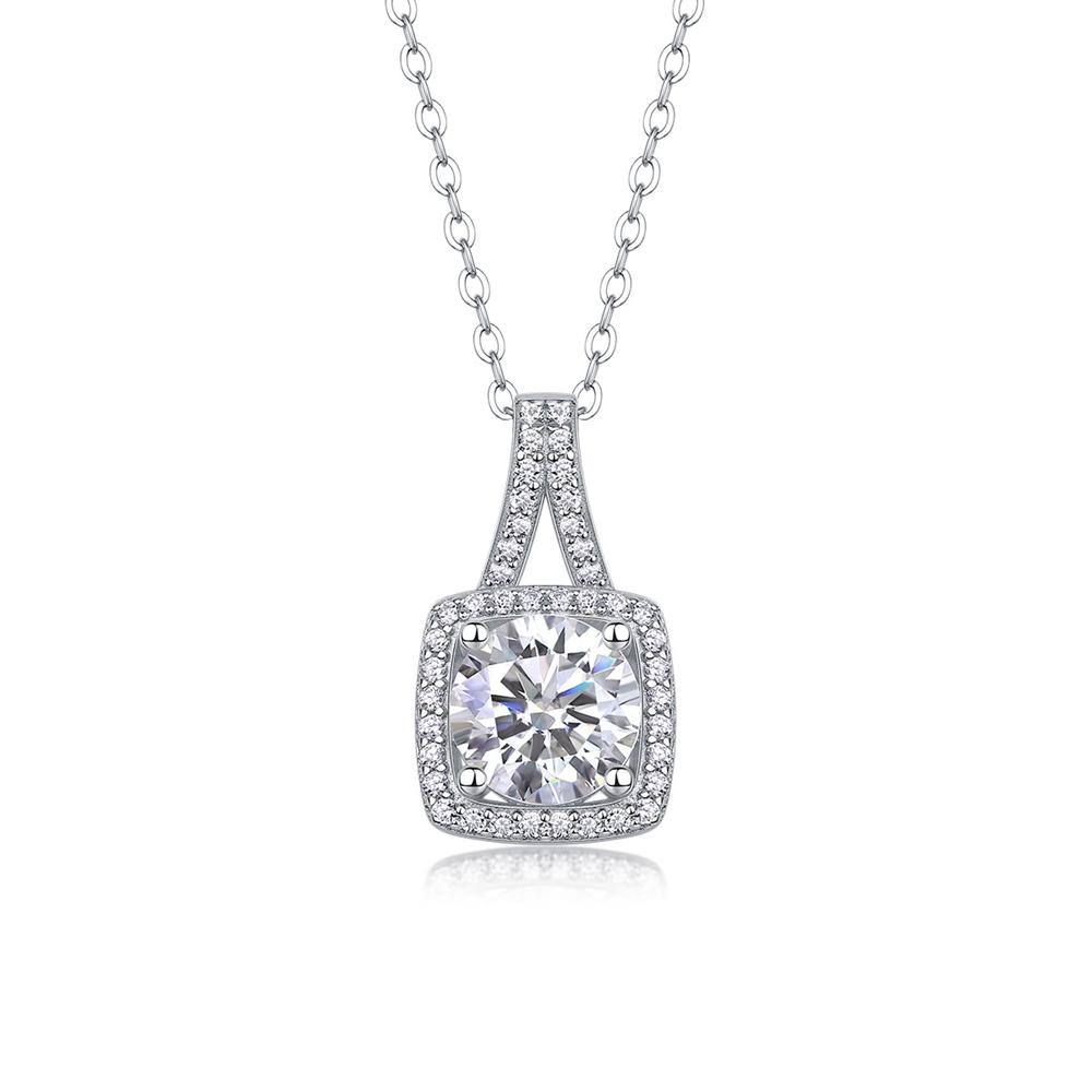 Vinregem Stříbro 925 VVS1 3EX Barva D 8 MM Kulatý Brus 2CT Pravý Moissanit Diamant Drahokam Přívěsek Náhrdelník Jemné Šperky GRA