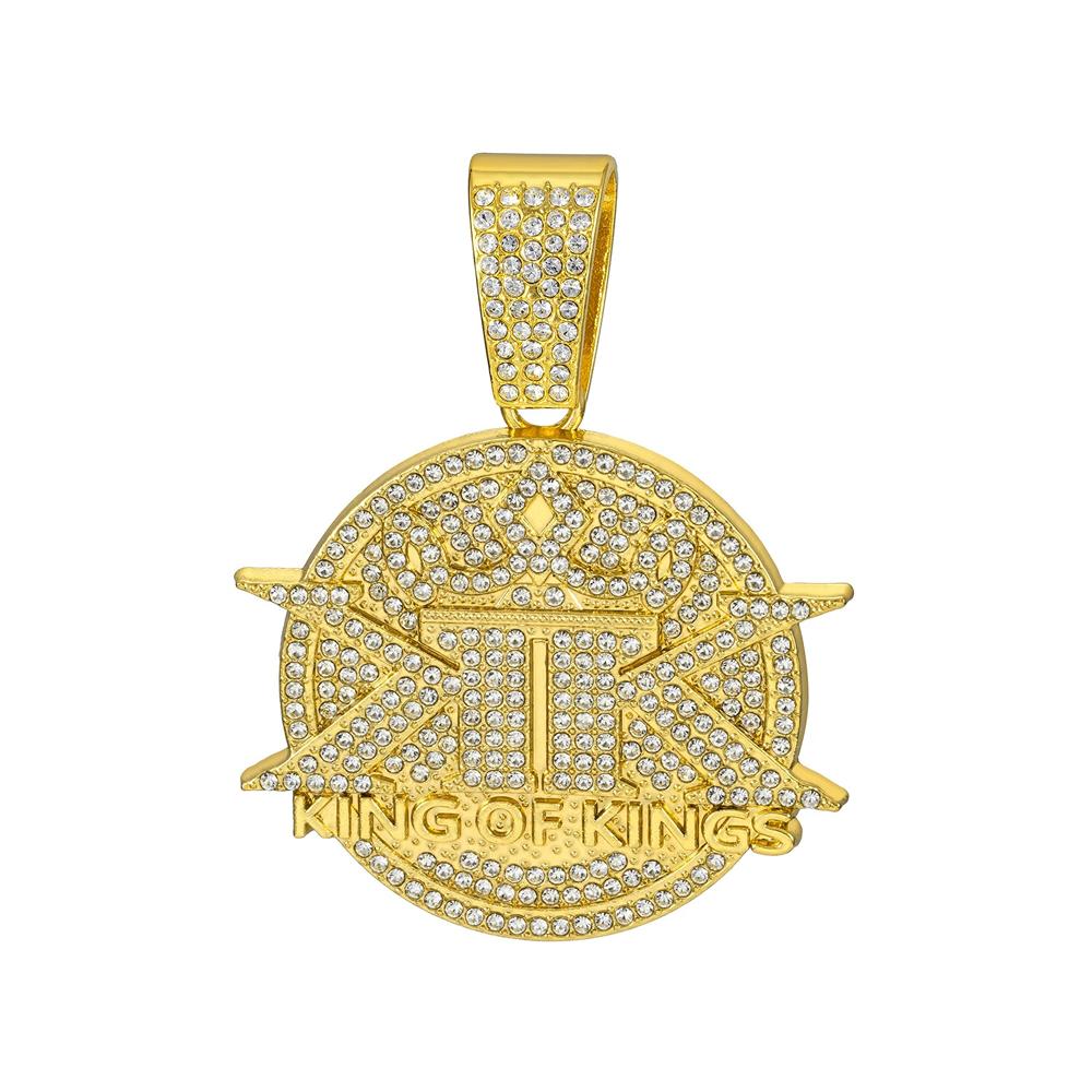 

Мужские хип-хоп уличный стиль стразы круглой формы и кулон в форме двойной K, ожерелья унисекс для повседневной носки, кубинские ювелирные изделия, подарки