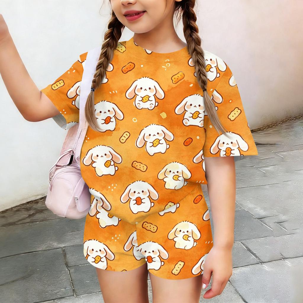 Kids Casual Short Sleeve Top and Shorts Set Animal Print Lightweight Soft Fabric Summer Outfit for Boys and Girls Comfortable Fit