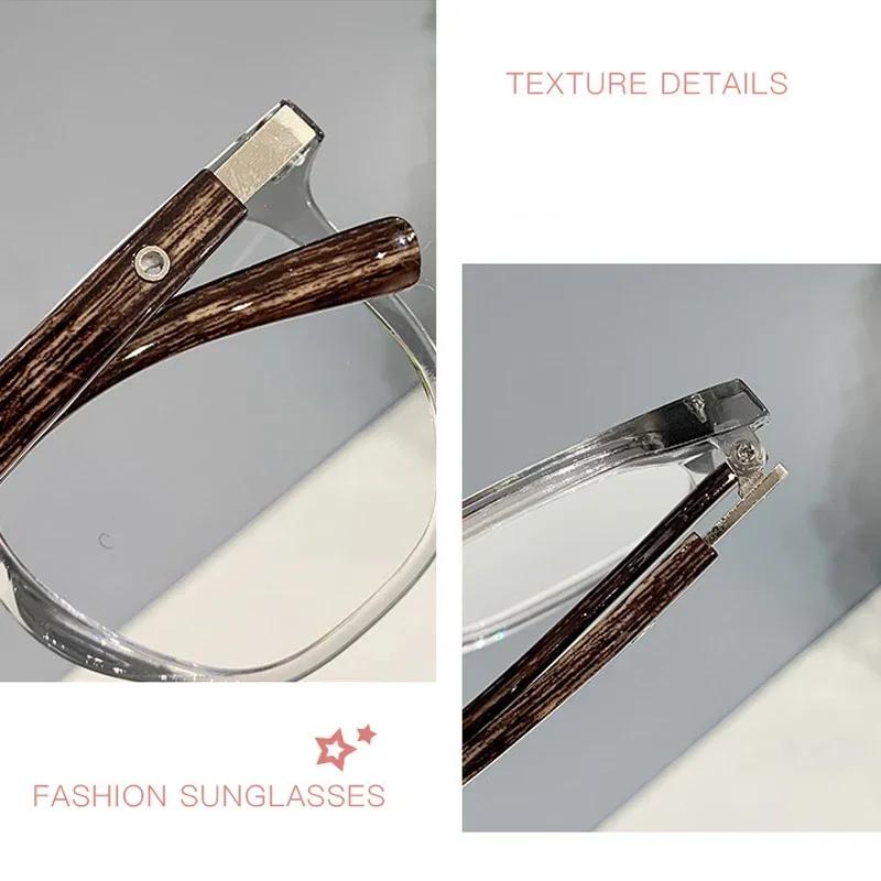 New Wood Grain Mirror Legs Myopia Glasses Fashion Vintage Anti Blue Light Transparent Glasses Near Sight Eyeglasses