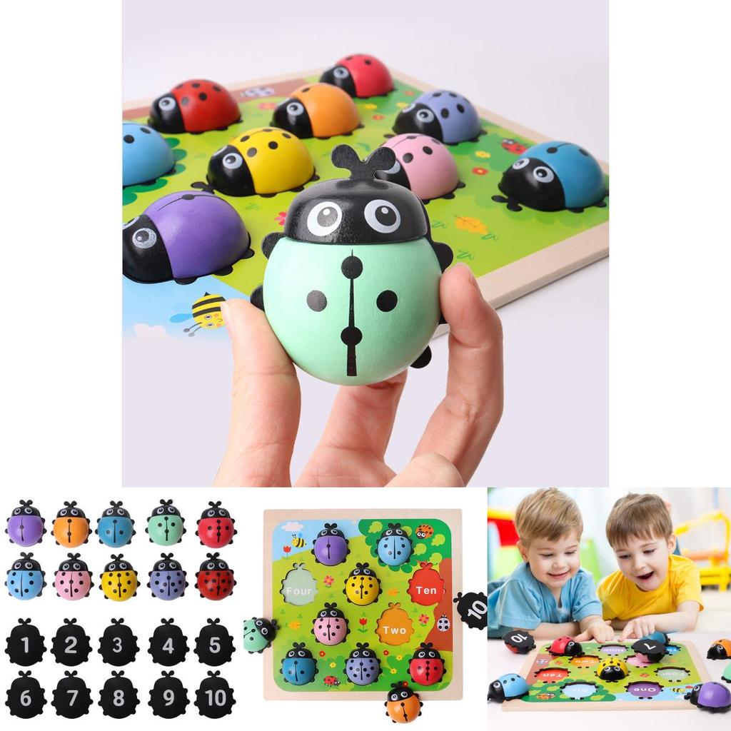 Educational Wooden Ladybug Number Puzzle For Toddlers Cognitive Skills And Play