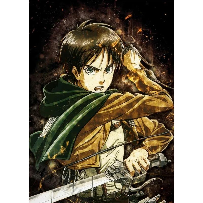 80s Retro Anime Postavy Attack on Titan Japonská Malba Plátno Tisk Plakáty do Pokoje Obývacího Manga Umění Domácí Nástěnná Dekorace Obraz