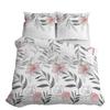Satin Bedding 160x200 Flowers Leaves Pastel Light