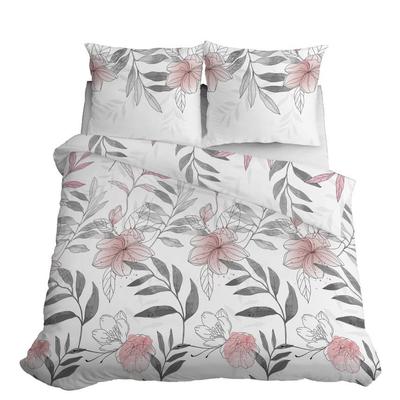 Satin Bedding 160x200 Flowers Leaves Pastel Light