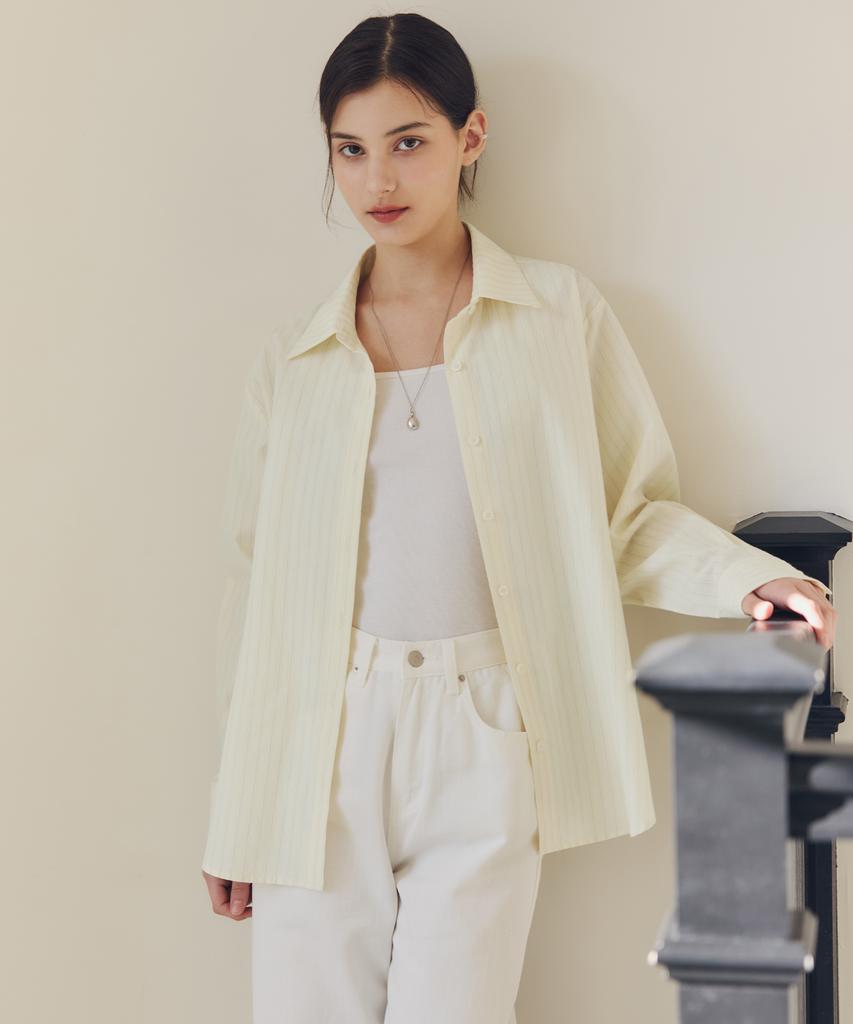 ZEROSTREET Slit Line Stripe Shirt / Striped Yellow