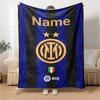 Custom Name Inter Milan Theme Printed Blanket Perfect For Couch Bed Travel Outdoor Use Machine Washable Cozy Durable