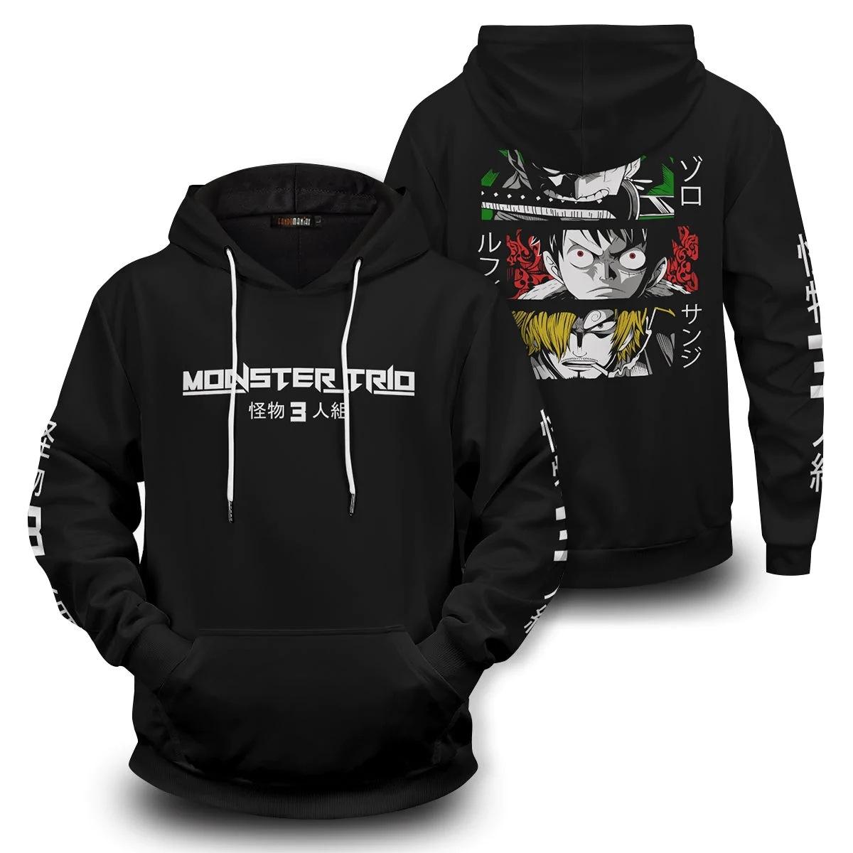 

НОВЫЕ Мужские Женские Аниме Толстовки Уличная Одежда Харадзюку Повседневные Толстовки-Пуловеры с Капюшоном с Мультяшным Принтом ONE PIECE XXS чёрный