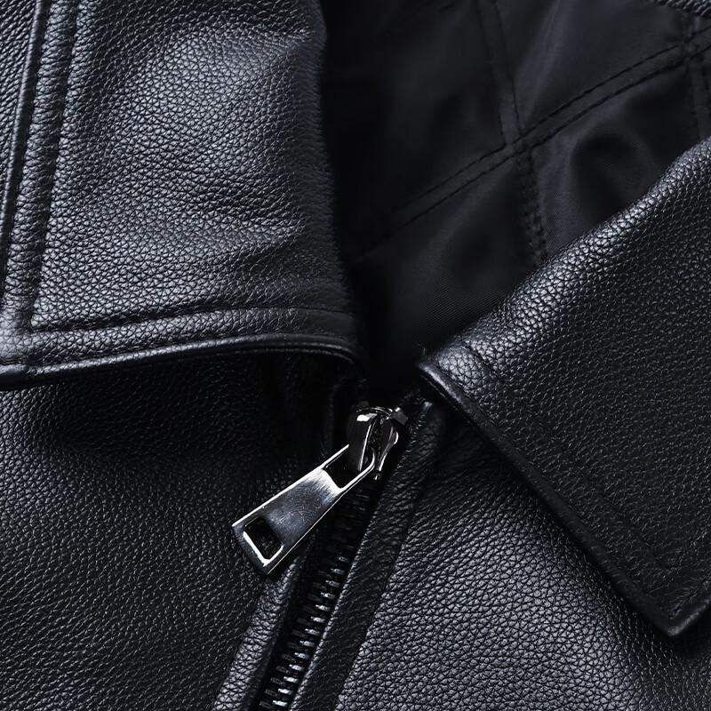 Hengyuanxiang Men's Thickened Frosted Cowhide Leather Jacket