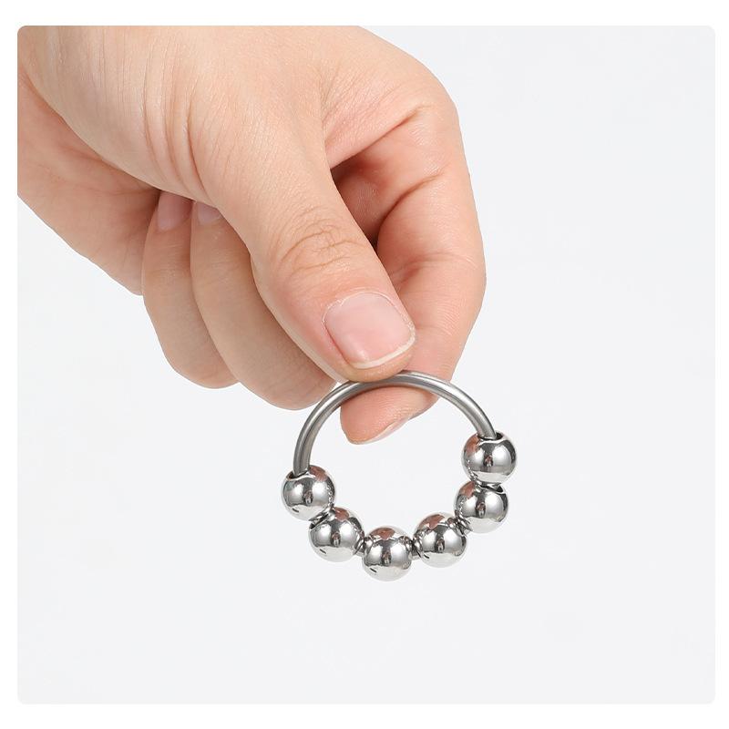 Men's Six Beads Lock Precision Sleeve Ring Stainless Steel Metal Penis Ring Sex Toys for Men Male Delay Ejaculation Cock Ring Glans Stimulator