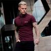 Muscleguys Polo slim in cotone da uomo con stampa zip stile europeo e americano alla moda con t-shirt slim fitness a maniche corte