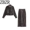Za Autumn New Women clothes 2025 Western Style Short Velvet blouse Skirt 4387230 4387822