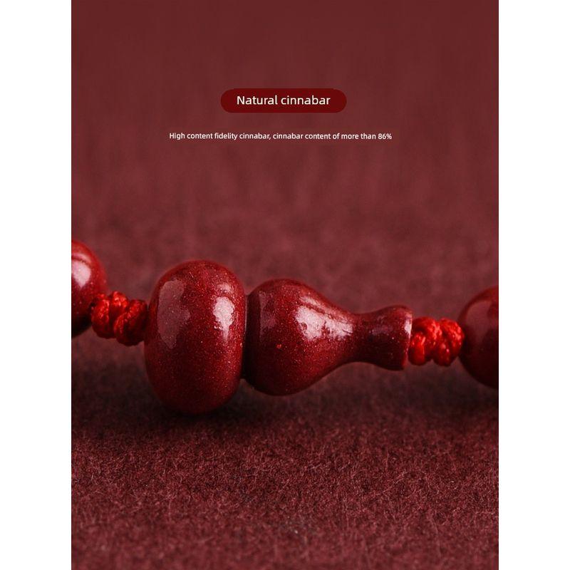Putuo Mountain Fidelity Cinnabar Gourd Red Rope Bracelet Fu Lu Lucky Beads Charm Carrying Strap Handmade Braided Rope Gift