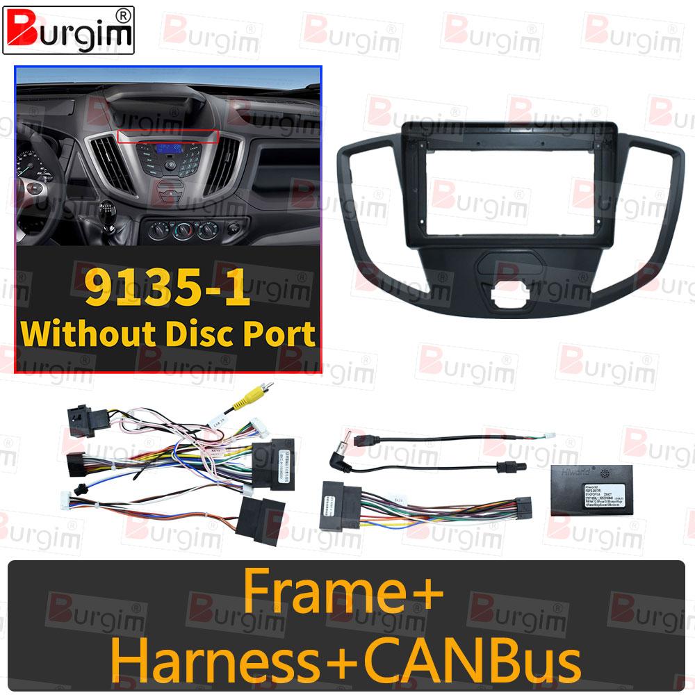 Car Radio Fascias Frame For Ford Transit Van 2014-2018 9 inch 2DIN Vihicle Stereo Panel 16PIN Harness Wire Power Cord Canbus