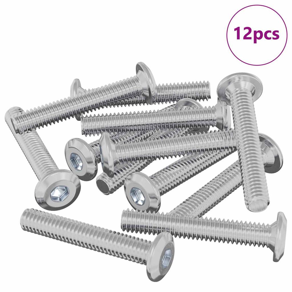 Hex Phillips Head Security Screw 12 pcs Silver M6 * 35 mm Steel