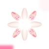 Press On Nail Short Almond Fake Nail French Full Cover Acrylic False Nail Flower Design Fake Nail for Women and Girls