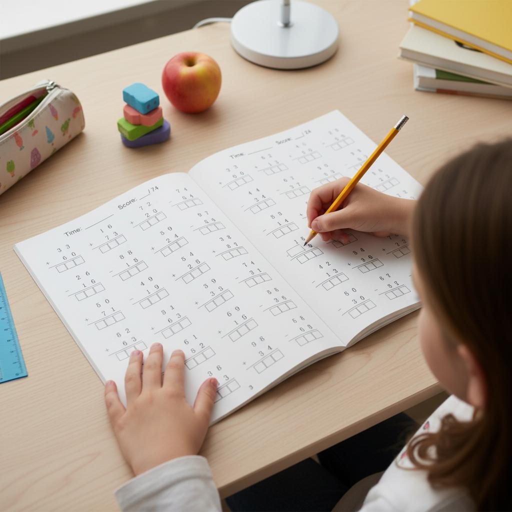 Math Workbook For Two Digit Addition Subtraction Vertical Format 32 Pages Suitable For Elementary Students