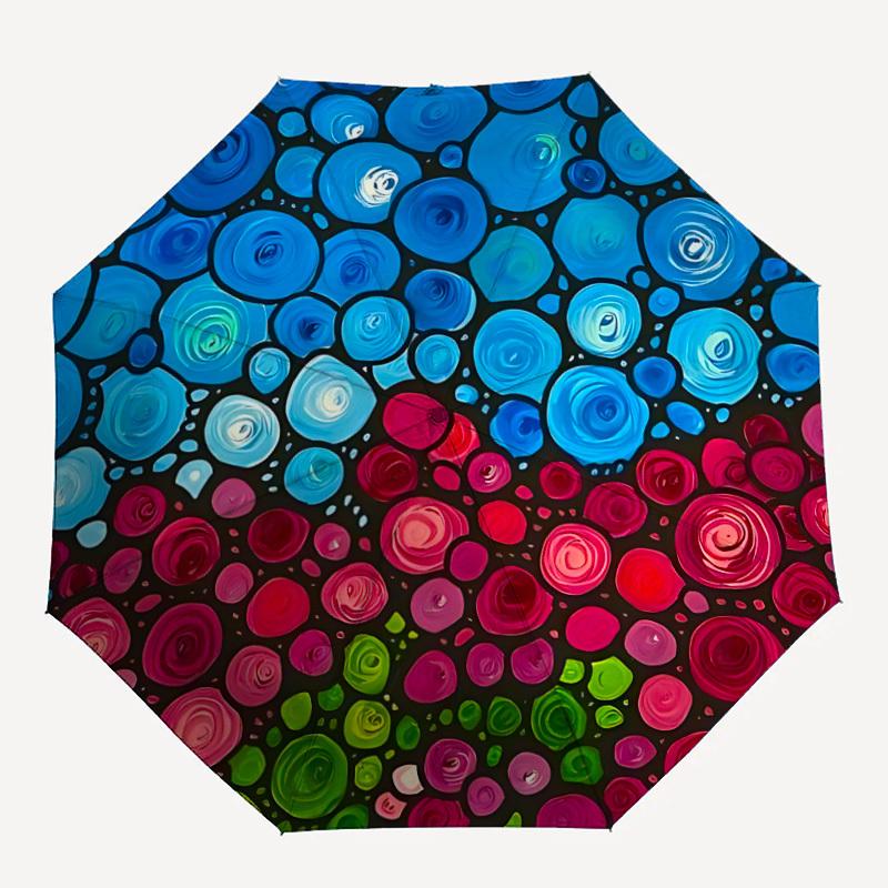 

1pc Abstract Circles Automatic Folding Umbrella - Compact 8-Rib Design, Durable Plastic & Iron, Lightweight for Outdoor Daily Use291