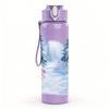 1PC Snow Mountain Waterfall Landscape Print 750ml Color Plastic Sports Water Bottle Leakproof Flip Straw Lid Suitable for Sports Office Home Use