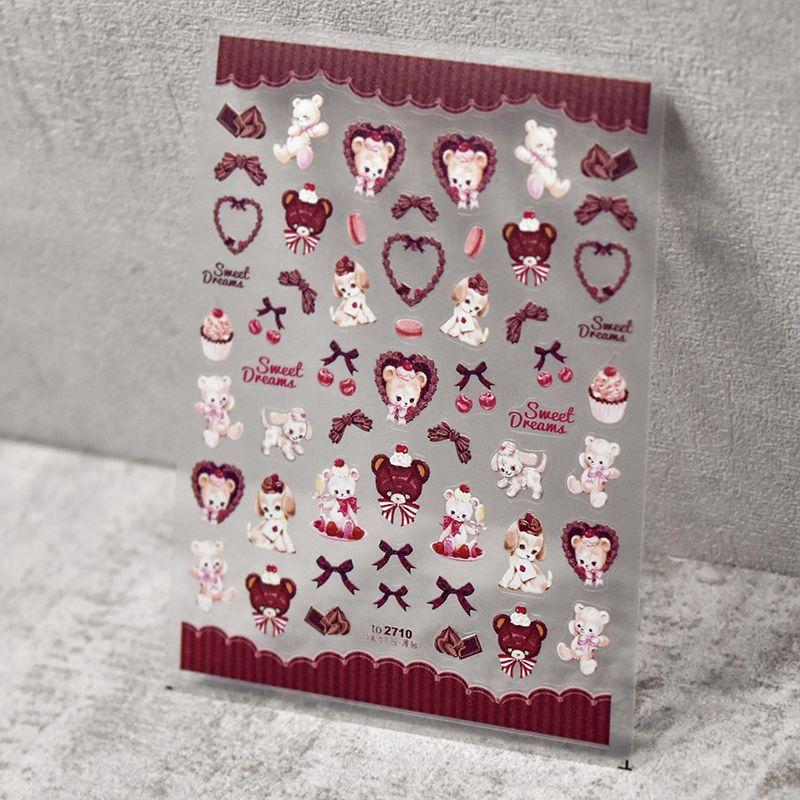 

Шоколадный медведь наклейка для ногтей собаки Tomoni Тонкая прочная милая наклейка для ногтей в японском стиле украшение для ногтей Chocolate Paradise 2710