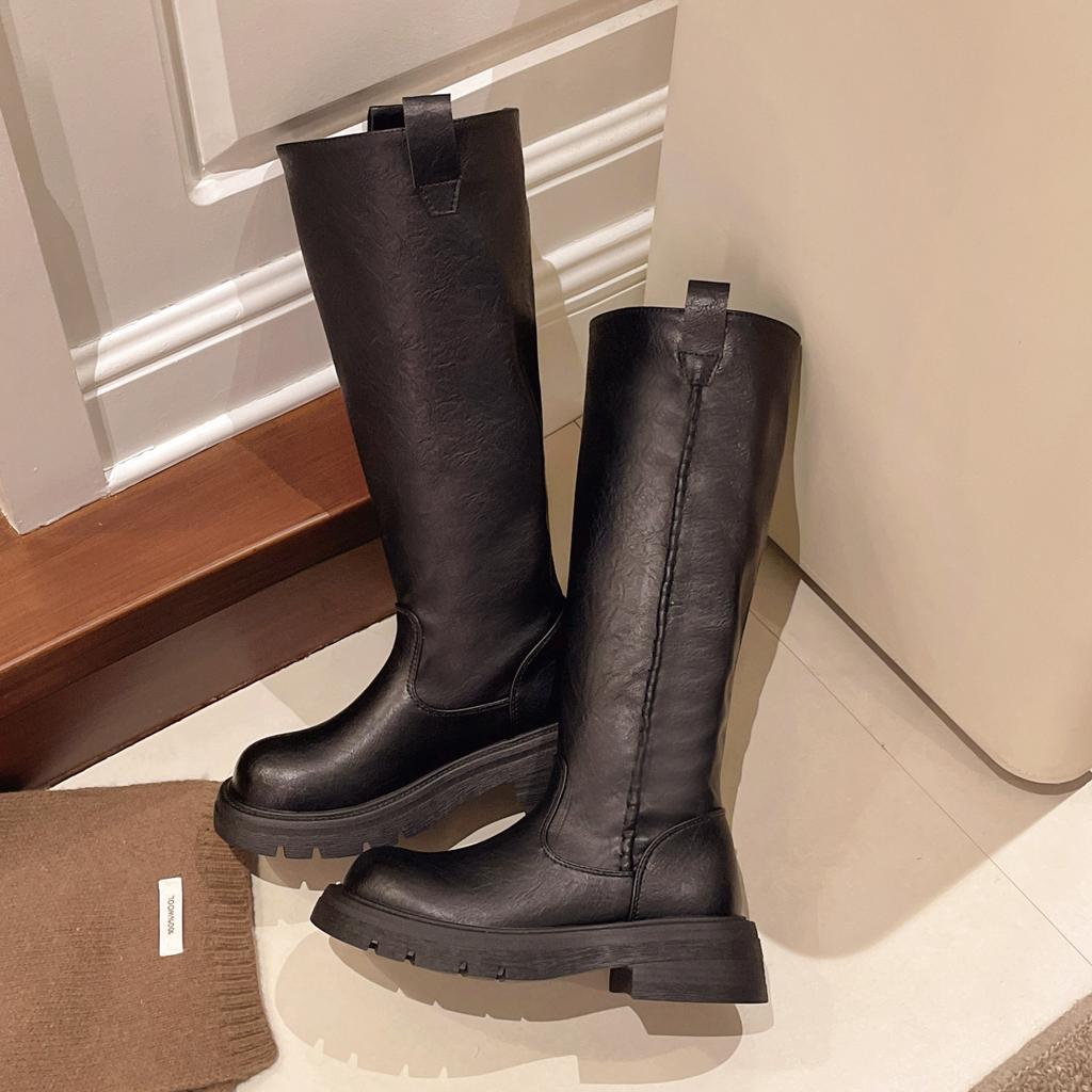 Thick-soled Boots Children's Autumn and Winter 25 New Autumn and Winter Heightened Thick Heel Martin Boots Tall Knight Chelsea Women's Boots