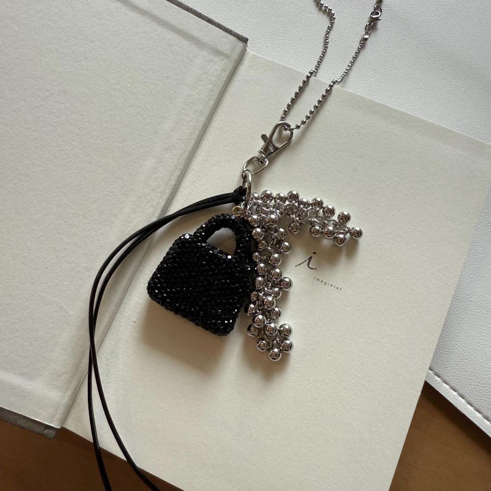 Retro Fashion Sweater Chain Long Tassel Pendant Necklace Vintage Small Bag Long Necklace  for Women