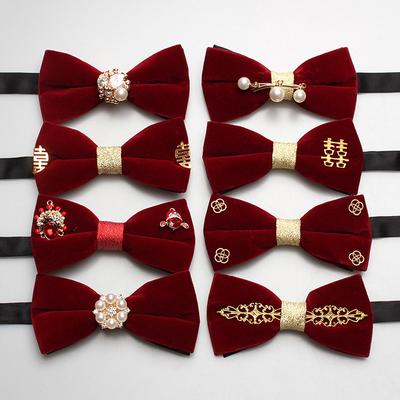 Herren Trendige Samt Fliege mit Blumenmuster, Hochzeitsbankett Performance Anzug Accessoires