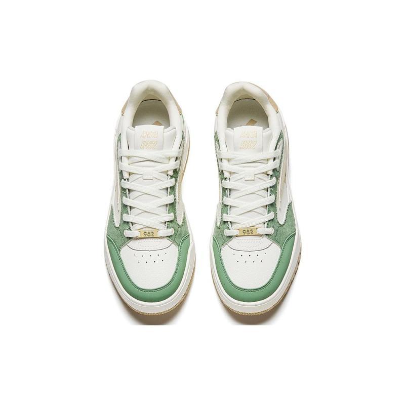 Anta 982 Abrasion Resistant Low top Skateboard Shoes Women's White Green Sneakers 122348067-5