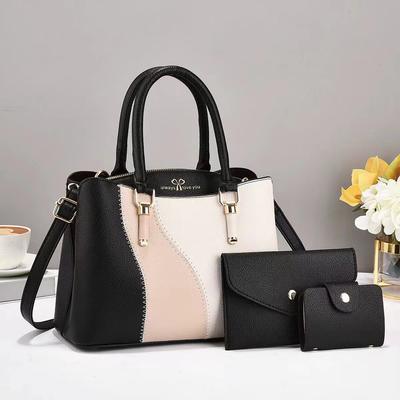 Dámská taška Tři sady Nová barevně kontrastní kabelka Velkokapacitní Módní dámská taška pro matku Zahraniční crossbody taška Dámská taška přes rameno